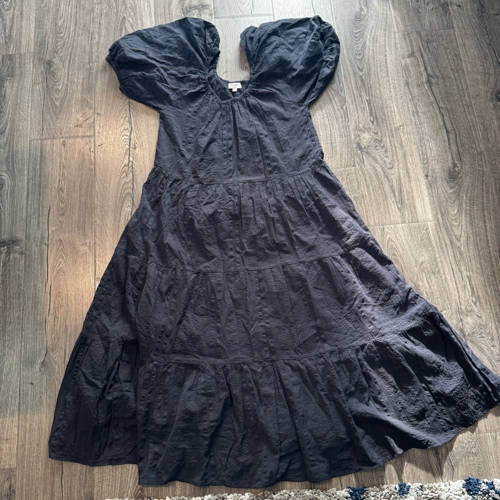 Cost Plus World Market Black puff Sleeve Dress 100% cotton size S/M women